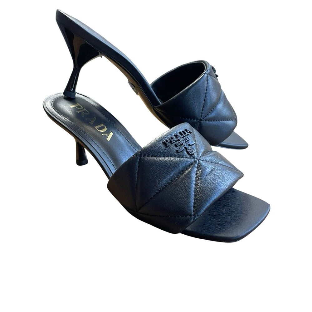 Mule Quilted Leather Sandals Black 38 Made In Italy